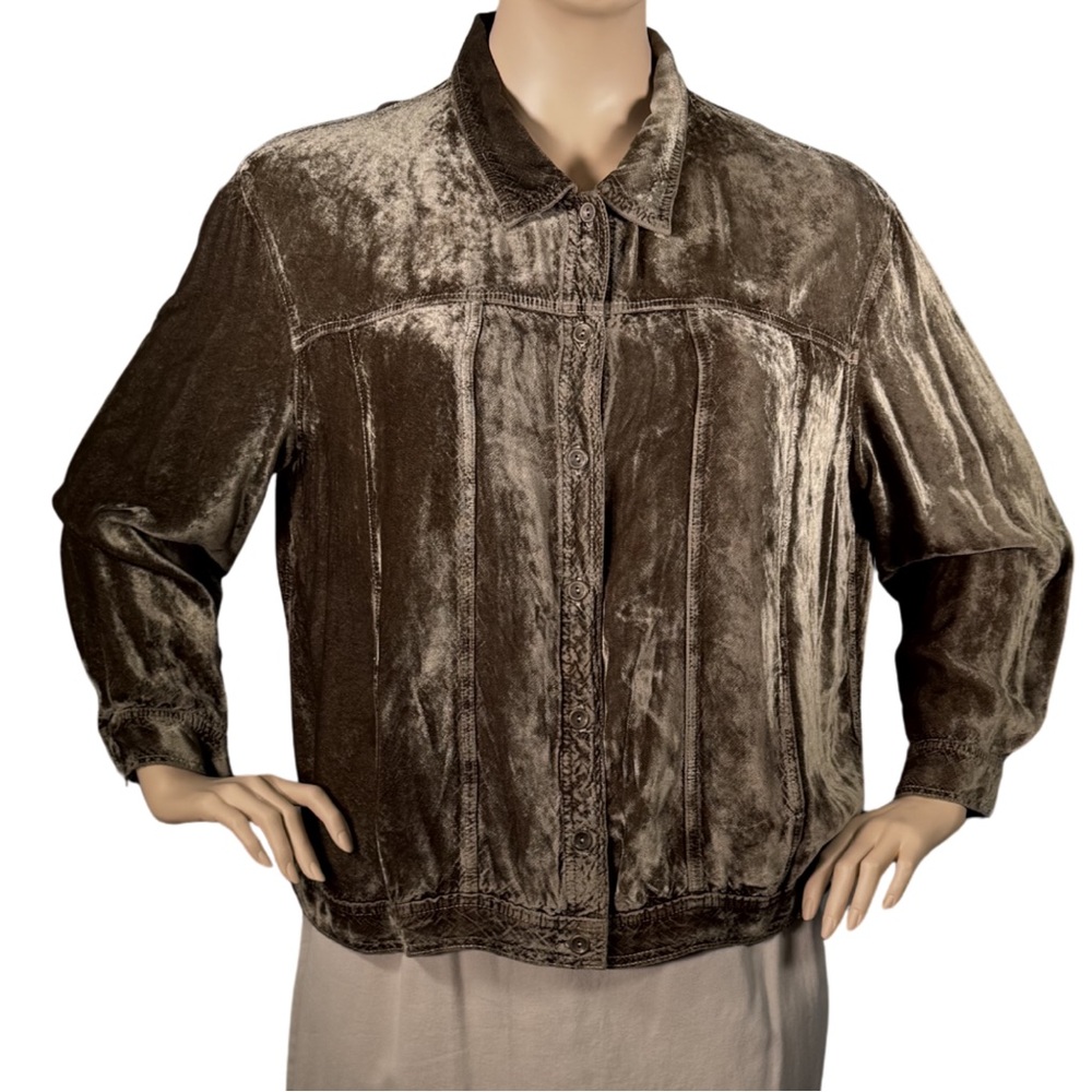 J. Jill Moss Green Crushed Velvet Jacket Size 3X